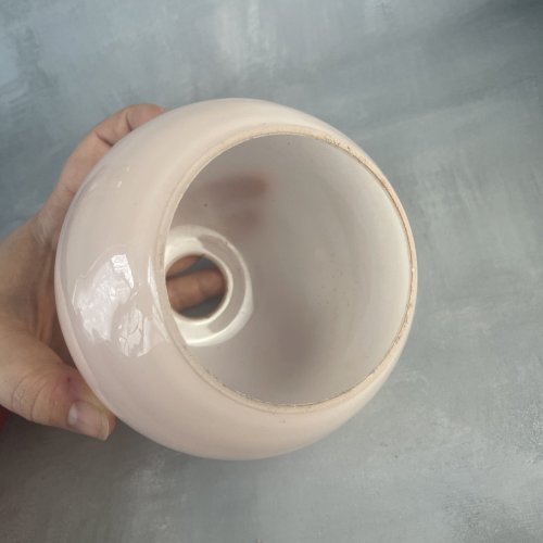 Luminaire globe / tulipe boule ouverte opaline blanc rose double paroi