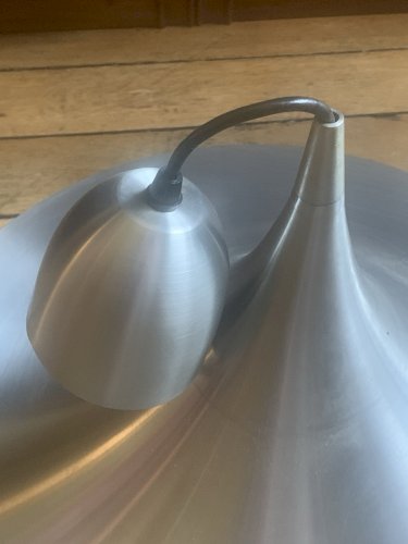 Luminaire suspension UFO aluminium brossé 1970's Claus Bonderup Torsten Thorup