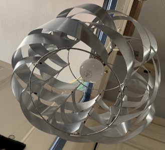 Luminaire suspension UFO Space Age lamelles Aluminium Brossé 1970's Max Sauzé