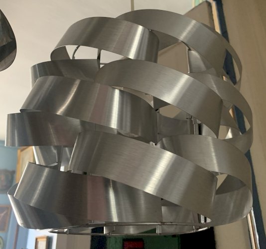 Luminaire suspension UFO Space Age lamelles Aluminium Brossé 1970's Max Sauzé