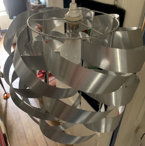 Luminaire suspension UFO Space Age lamelles Aluminium Brossé 1970's Max Sauzé