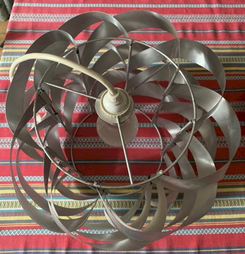 Luminaire suspension UFO Space Age lamelles Aluminium Brossé 1970's Max Sauzé