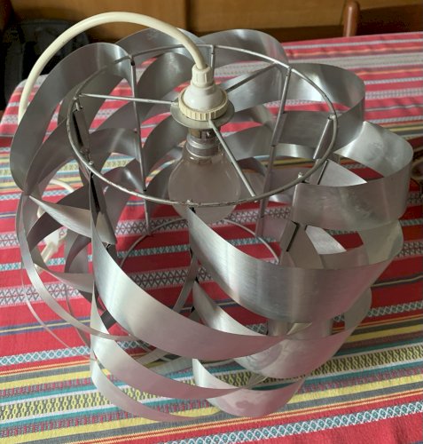 Luminaire suspension UFO Space Age lamelles Aluminium Brossé 1970's Max Sauzé