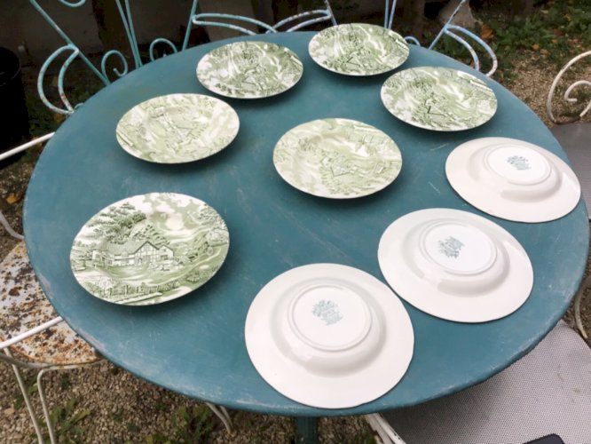 LUNEVILLE Lot 6 assiettes creuse Faïence champêtre ENGLISH STYLE campagne 23cm