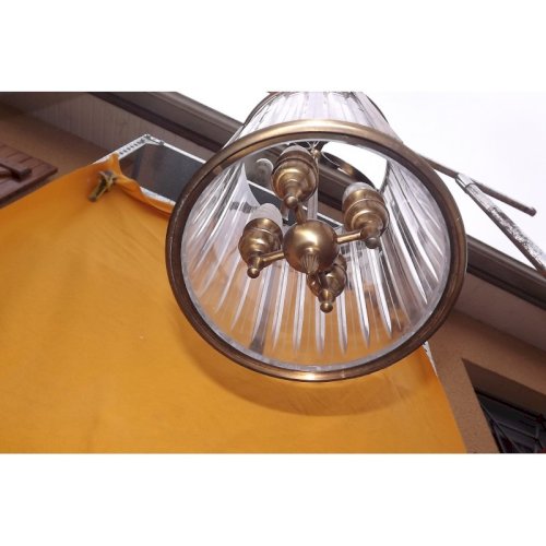 Lustre 19 ème Bronze et Verre style Fresnel