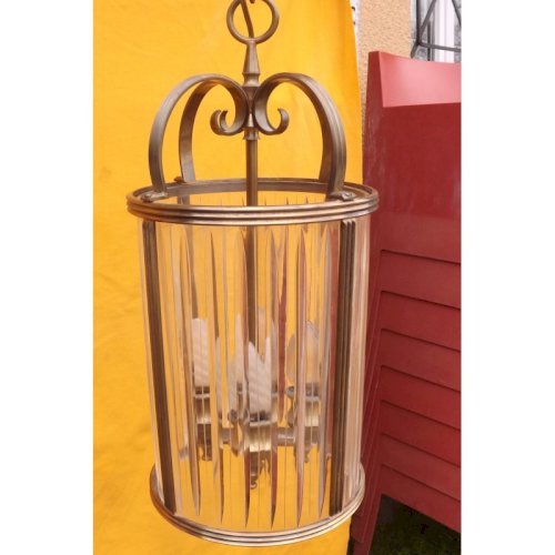 Lustre 19 ème Bronze et Verre style Fresnel