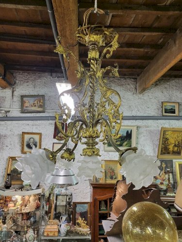 LUSTRE 5 TULIPES EN BRONZE N°13