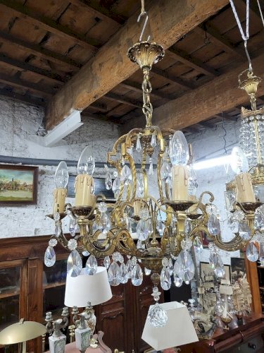 LUSTRE A PAMPILLES CRISTAL 8 AMPOULES N32