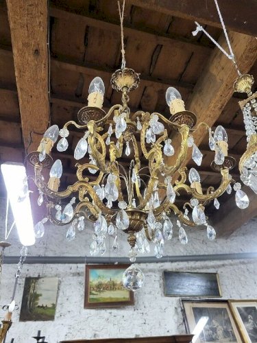 LUSTRE A PAMPILLES CRISTAL 8 AMPOULES N32