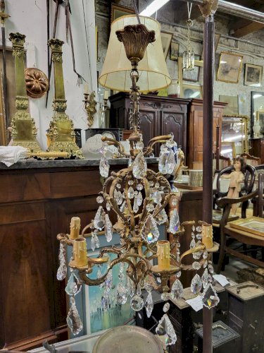 LUSTRE A PAMPILLES CRISTAL ET BRONZE N 29