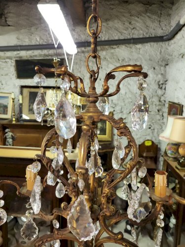 LUSTRE A PAMPILLES CRISTAL ET BRONZE N 29