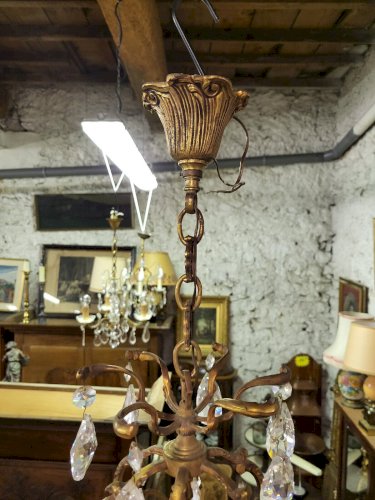 LUSTRE A PAMPILLES CRISTAL ET BRONZE N 29