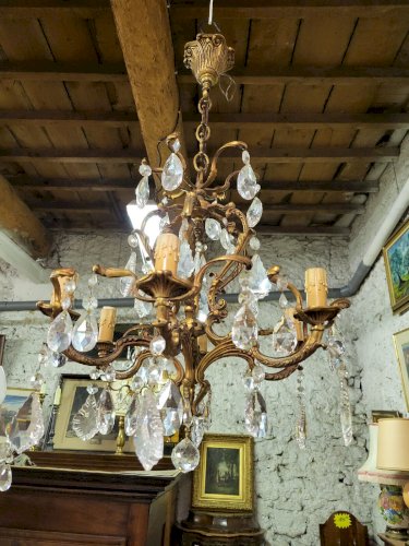 LUSTRE A PAMPILLES CRISTAL ET BRONZE N 29