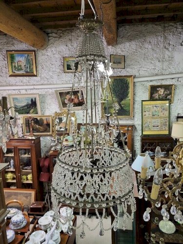 LUSTRE A PAMPILLES PERLE ENTONOIR 6 AMPOULES N 27