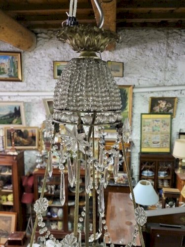 LUSTRE A PAMPILLES PERLE ENTONOIR 6 AMPOULES N 27