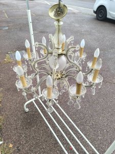 Lustre à pampilles verre 10 branche