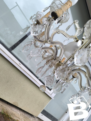 Lustre à pampilles verre 10 branche