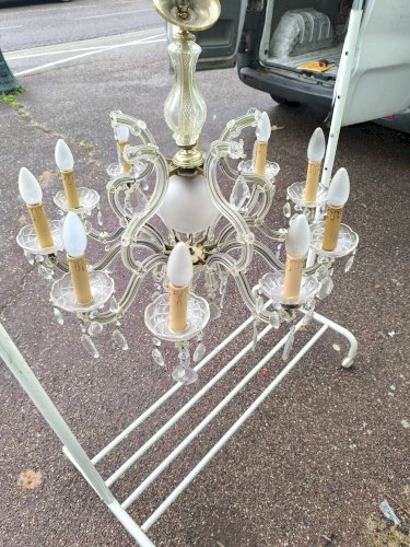 Lustre à pampilles verre 10 branche