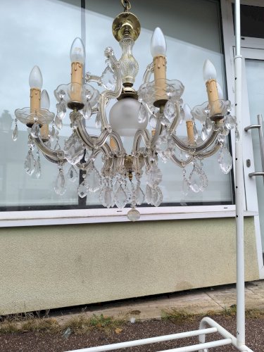 Lustre à pampilles verre 10 branche