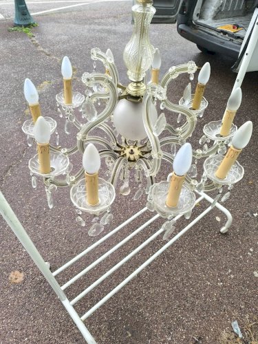 Lustre à pampilles verre 10 branche