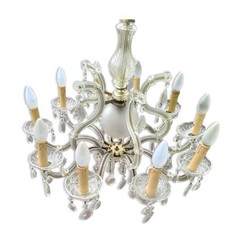 Lustre à pampilles verre 10 branche