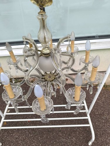 Lustre à pampilles verre 10 branche