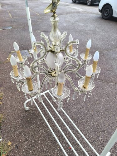 Lustre à pampilles verre 10 branche