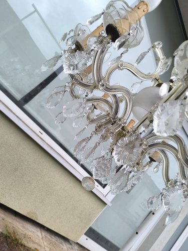 Lustre à pampilles verre 10 branche