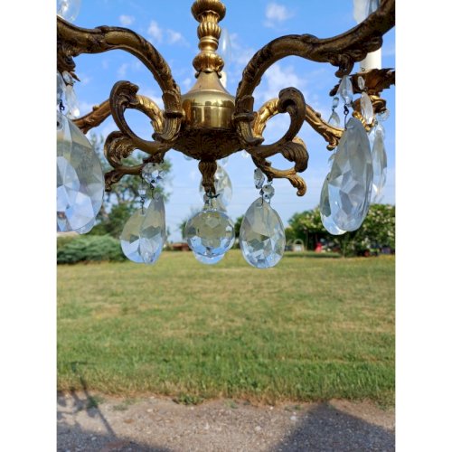 Lustre Bronze et Pampilles 19 éme