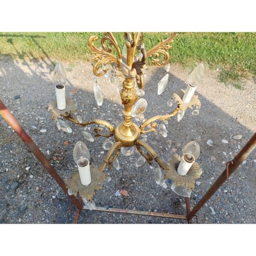 Lustre Bronze et Pampilles 19 éme