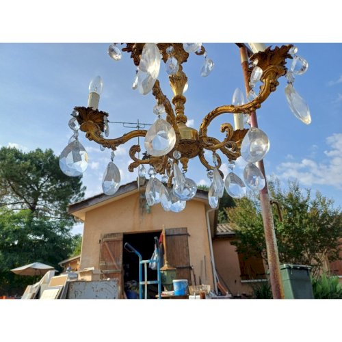 Lustre Bronze et Pampilles 19 éme