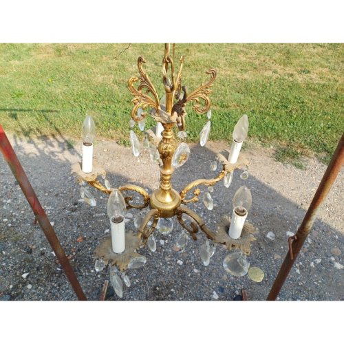 Lustre Bronze et Pampilles 19 éme