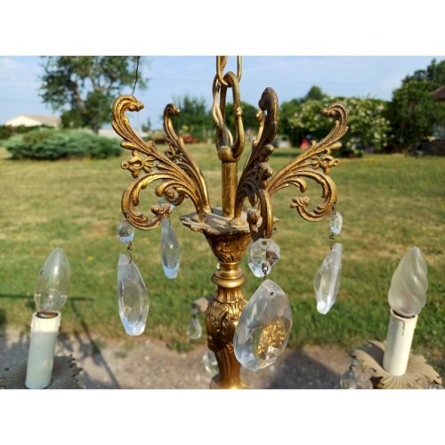 Lustre Bronze et Pampilles 19 éme