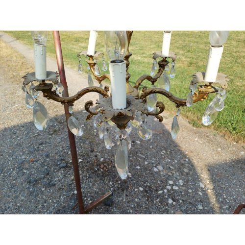 Lustre Bronze et Pampilles 19 éme