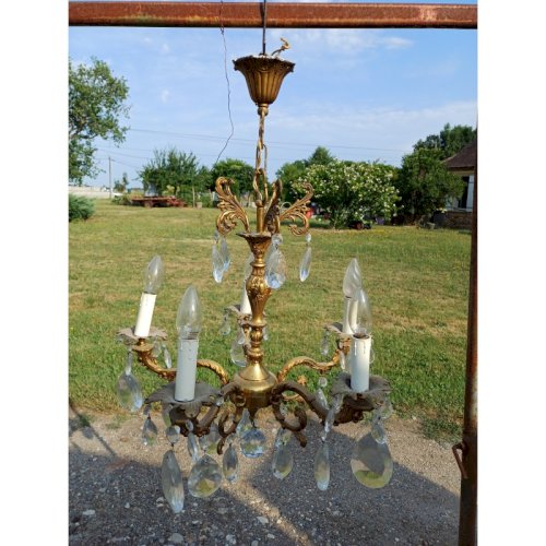 Lustre Bronze et Pampilles 19 éme