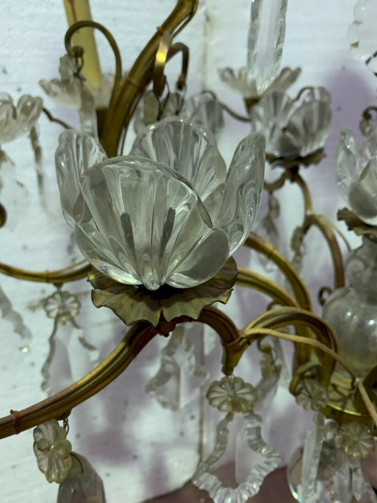 2 Pampilles Lustre XIX-XXe + 2 Octogones - Verre Taillé - Occasion