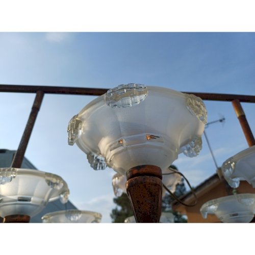 Lustre des Années 60 Métal Cuivré Verre moulé