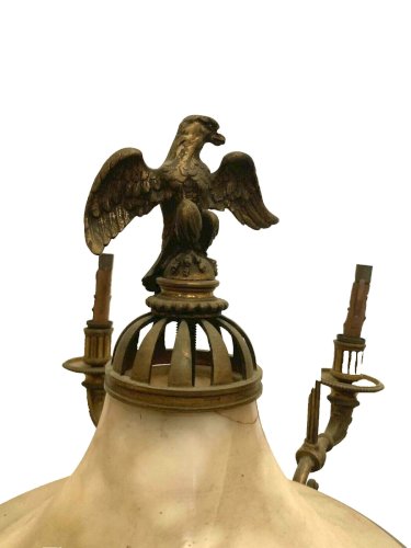 Lustre Empire en bronze et albâtre XIX siècle Napoléon III