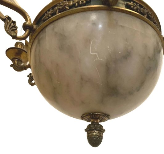 Lustre Empire en bronze et albâtre XIX siècle Napoléon III