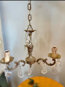 Antique bronze chandelier with pendants