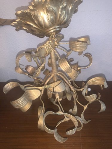 Lustre en bronze boule de gui art nouveau 1900's