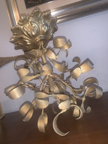 Lustre en bronze boule de gui art nouveau 1900's