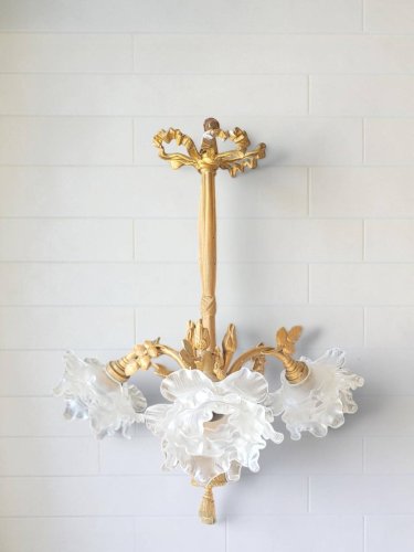 Lustre en bronze Louis XVI