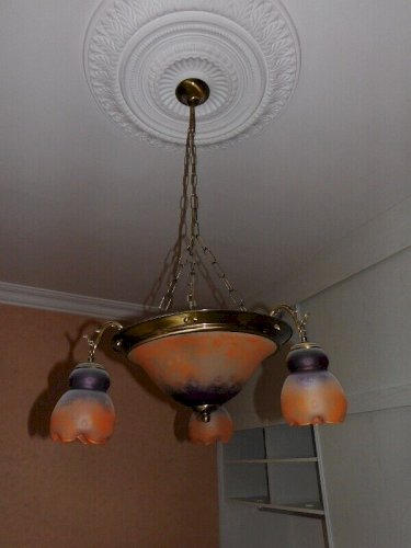 LUSTRE EN PATE DE VERRE COUPELLES + 3 TULIPES
