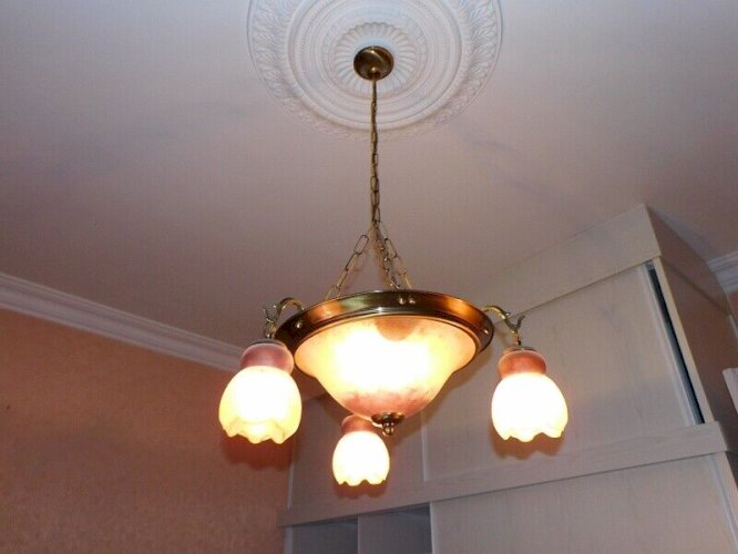 LUSTRE EN PATE DE VERRE COUPELLES + 3 TULIPES