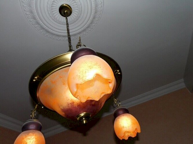 LUSTRE EN PATE DE VERRE COUPELLES + 3 TULIPES