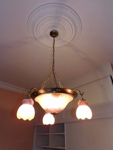 LUSTRE EN PATE DE VERRE COUPELLES + 3 TULIPES
