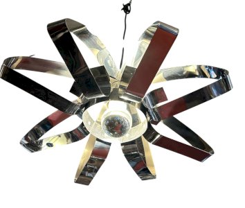 Chrome metal flower chandelier 1970