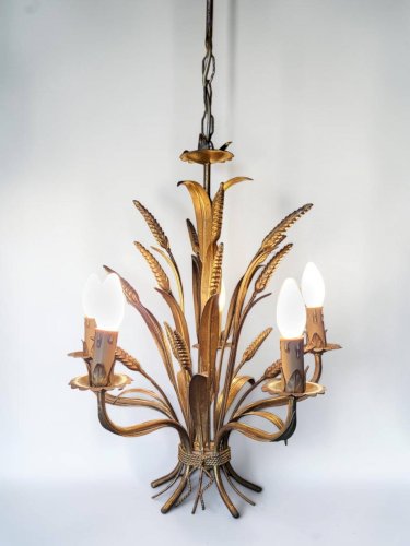Lustre métal doré Hollywood Regency, Hans Kögl 1970s