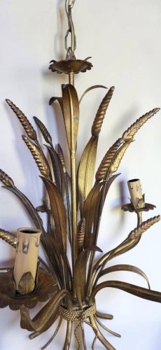 Lustre métal doré Hollywood Regency, Hans Kögl 1970s